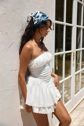 Country Darling Strapless Mini Dress White